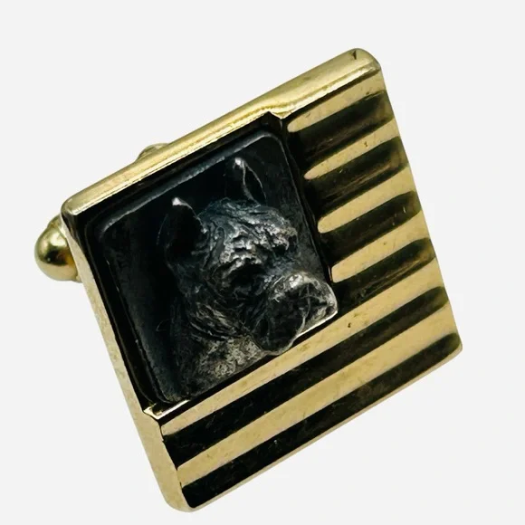 Vintage Anson Dimensional Boxer Dog Cuff Links